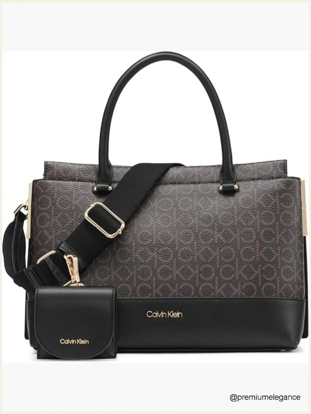 Triple Compartment Satchel with Crossbody Strap